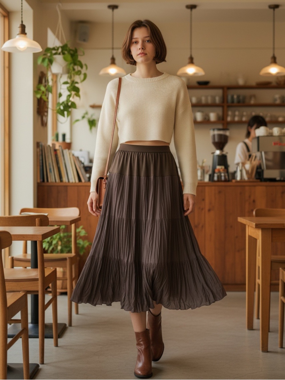 Pleated Brown Skirt, Me by Emme, Brand New with Tags, Women's Size Large,